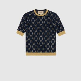 Blue  Gold Cotton Lam GG Top   US at Gucci